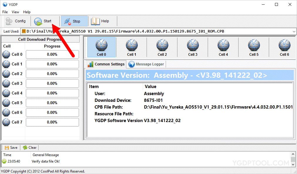 YGDP Tool Start Flashing